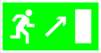 E05 направление к эвакуационному выходу направо вверх (пленка, 300х150 мм) - Знаки безопасности - Эвакуационные знаки - магазин "Охрана труда и Техника безопасности"
