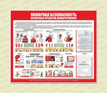 С14 Стенд пожарная безопасность (первичные средства пожаротушения) (1200х1000 мм, карманы, пластик ПВХ 3 мм, алюминиевый багет серебряного цвета) - Стенды - Стенды по пожарной безопасности - магазин "Охрана труда и Техника безопасности"